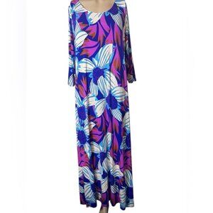 Soft Surroundings NWT Serena Maxi Nazarene Blue Multicolored Dress Size 3X